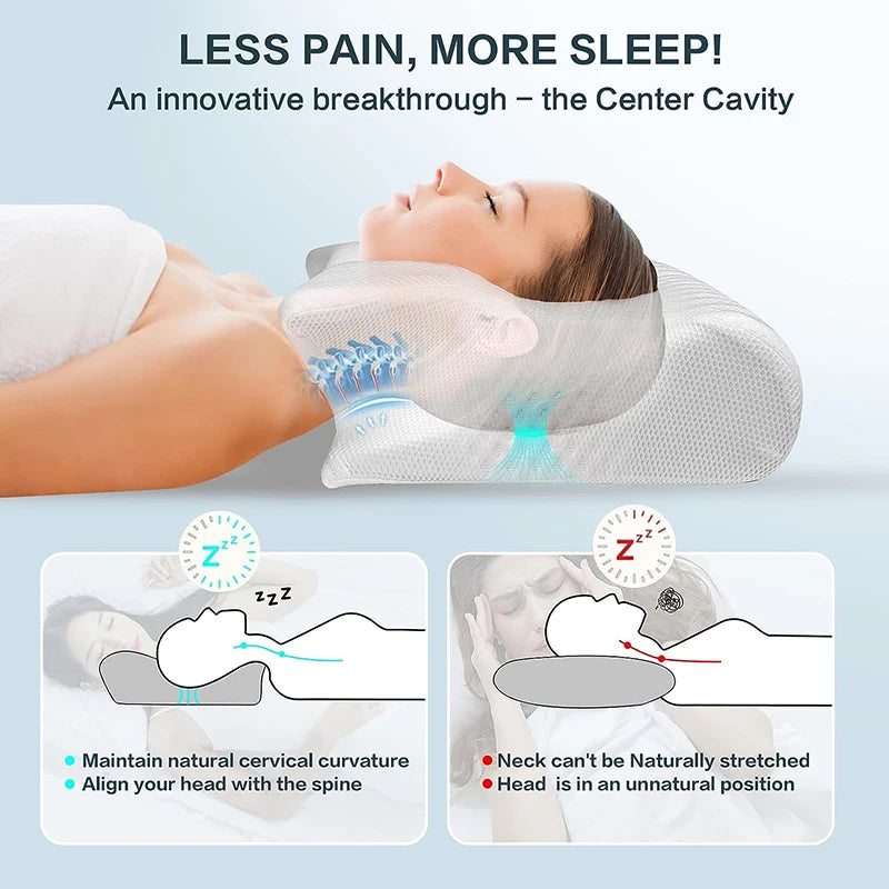 Revolutionize Your Sleep Experience with Our 2-in-1 Ergonomic Memory Foam Cervical Pillow for Ultimate Neck Pain Relief!