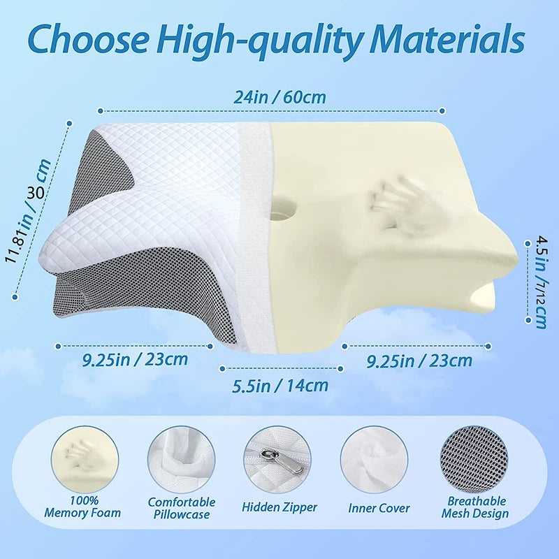 Revolutionize Your Sleep Experience with Our 2-in-1 Ergonomic Memory Foam Cervical Pillow for Ultimate Neck Pain Relief!